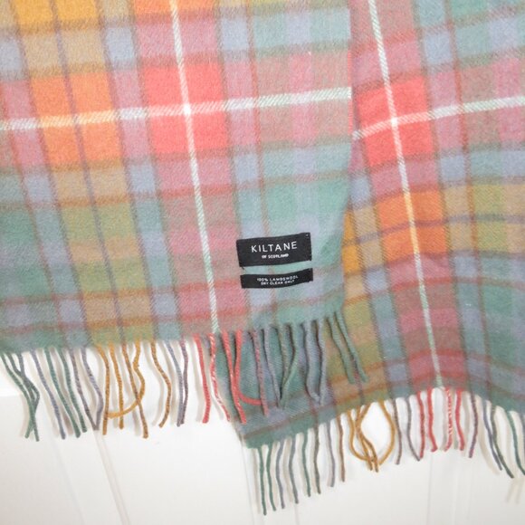 KILTANE Of Scotland 100% Lambswool Scarf Multi Plaid 61" X 10.25" Fringe Excelle - Picture 6 of 7